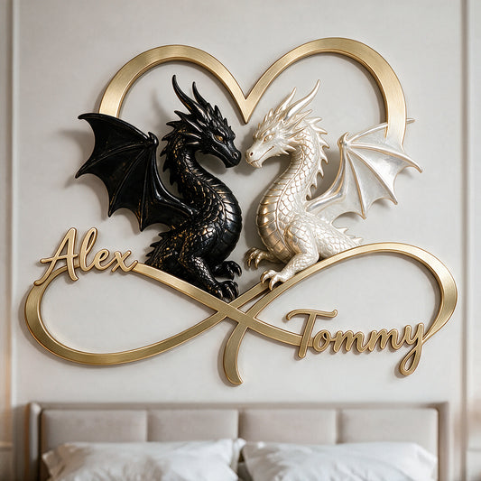 Ich liebe dich - Personalisierte Drachen 3D-gedruckte Metalltafel