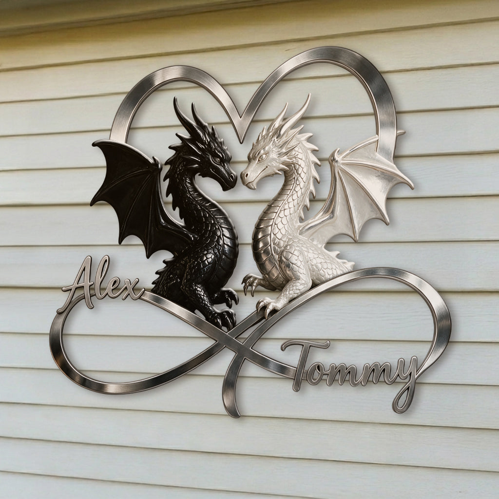I Love You - Personalized Dragon 3D Printed Cut Metal Sign