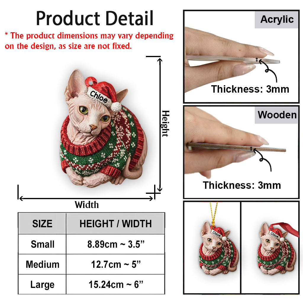 Meowy Catmas Ugly Sweater Cat Loaf - Personalized Cat Ornament