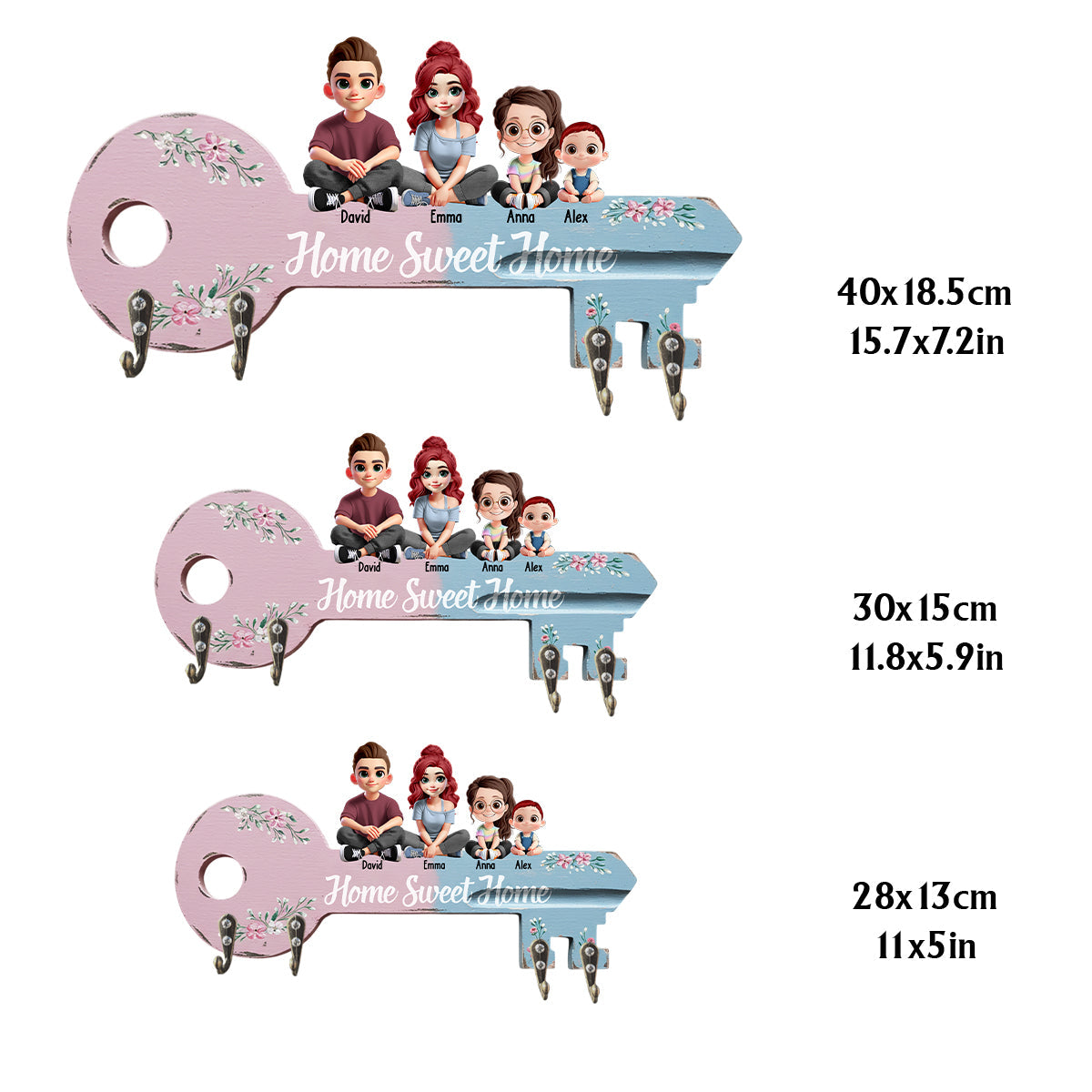 Home Sweet Home - Porte-clés personnalisé pour toute la famille
