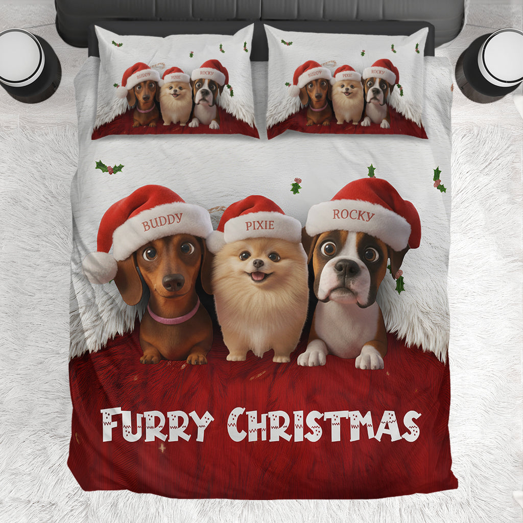 Merry Furry Christmas - Personalized Dog Bedding Set