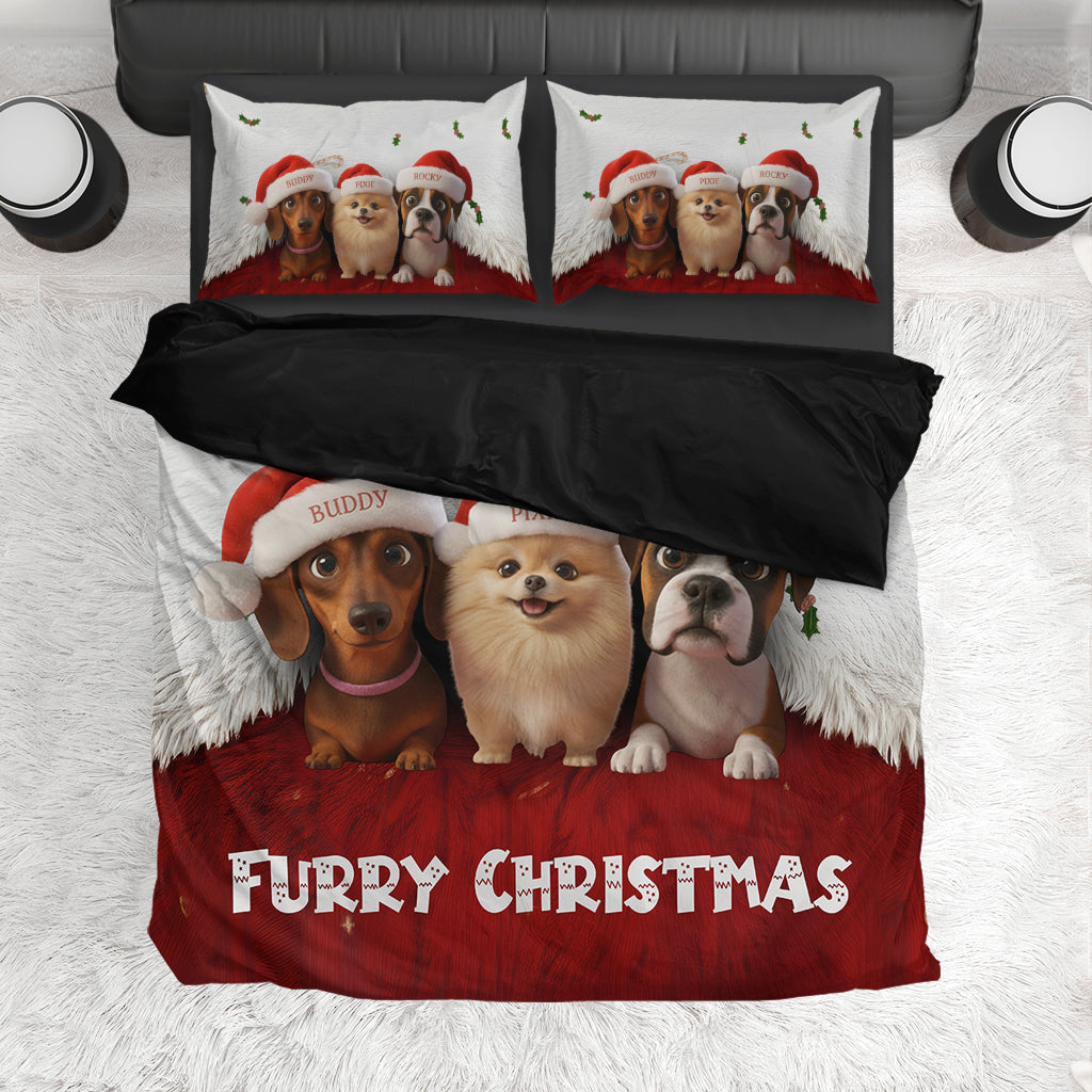 Merry Furry Christmas - Personalized Dog Bedding Set