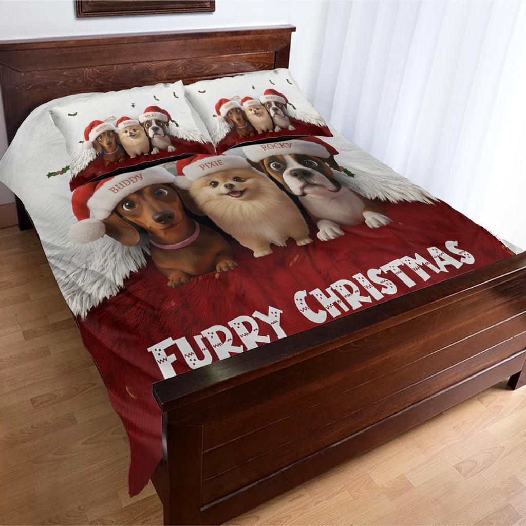 Merry Furry Christmas - Personalized Dog Bedding Set