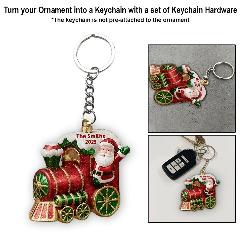 Merry Christmas 2025, Christmas Train - Personalized Family Ornament