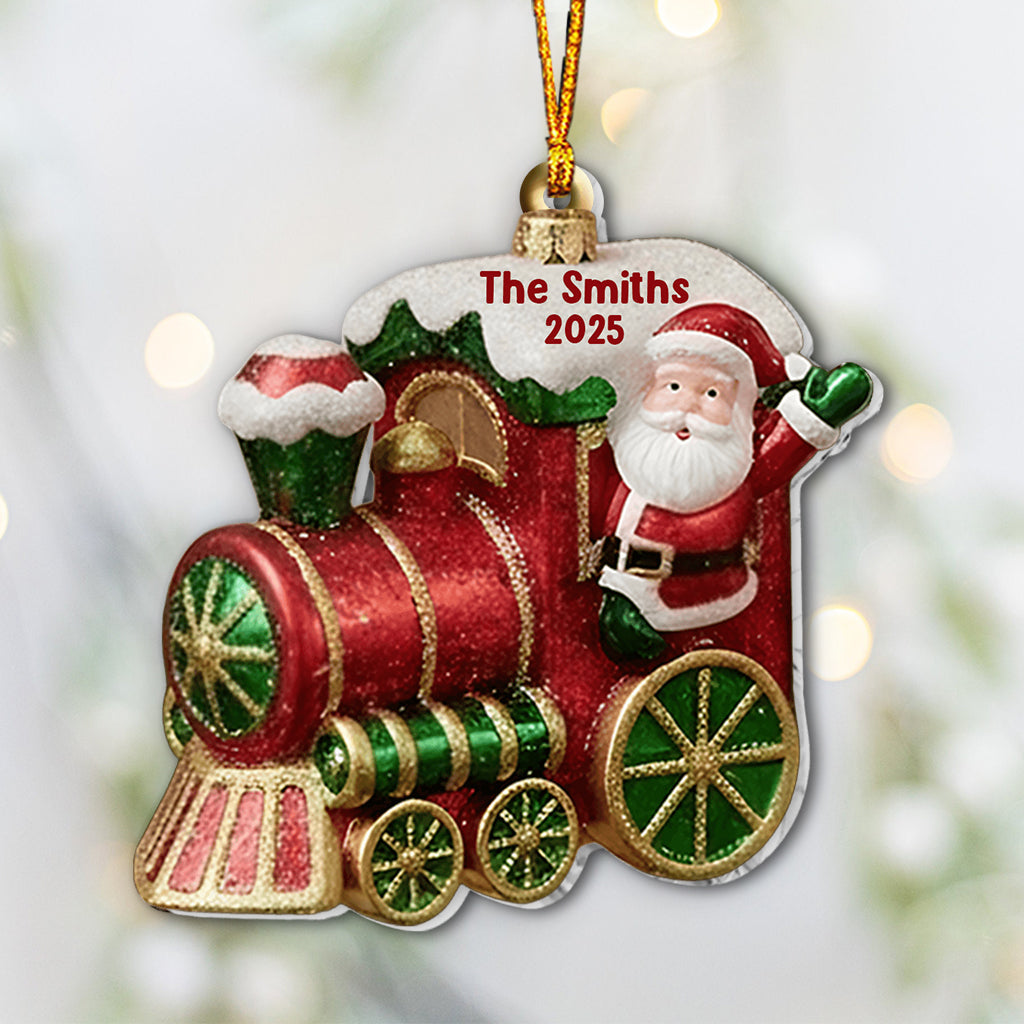 Merry Christmas 2025, Christmas Train - Personalized Family Ornament