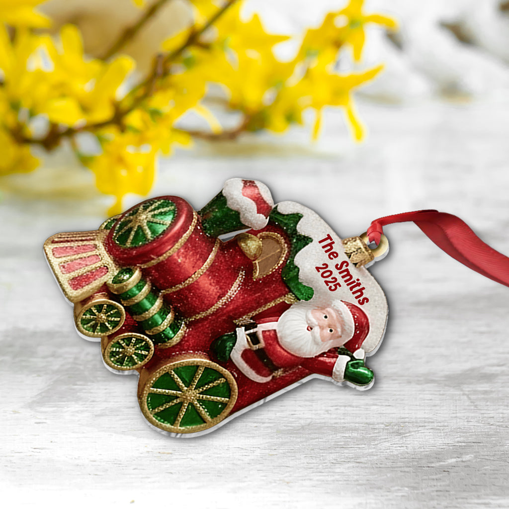 Merry Christmas 2025, Christmas Train - Personalized Family Ornament