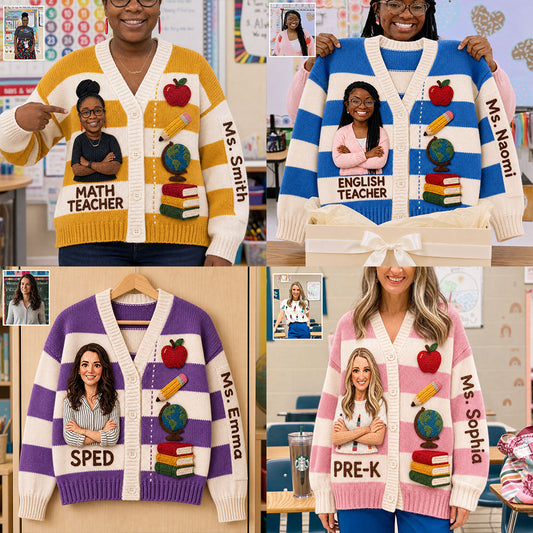 Tout Photo Aime Être Enseignant - Cardigan Personnalisé pour Enseignant