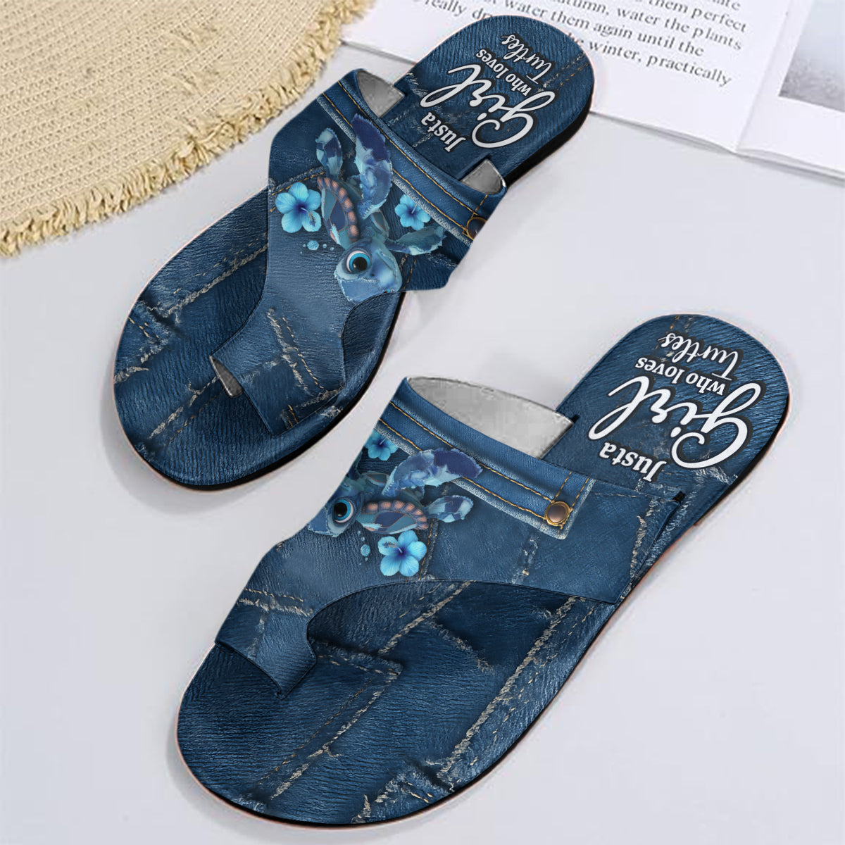 Just A Girl Who Loves Turtles - Personalized Turtle Open Toe Sandals