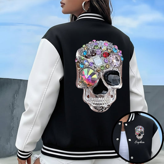 Glänzender Totenkopf – Personalisierte Totenkopf-Collegejacke