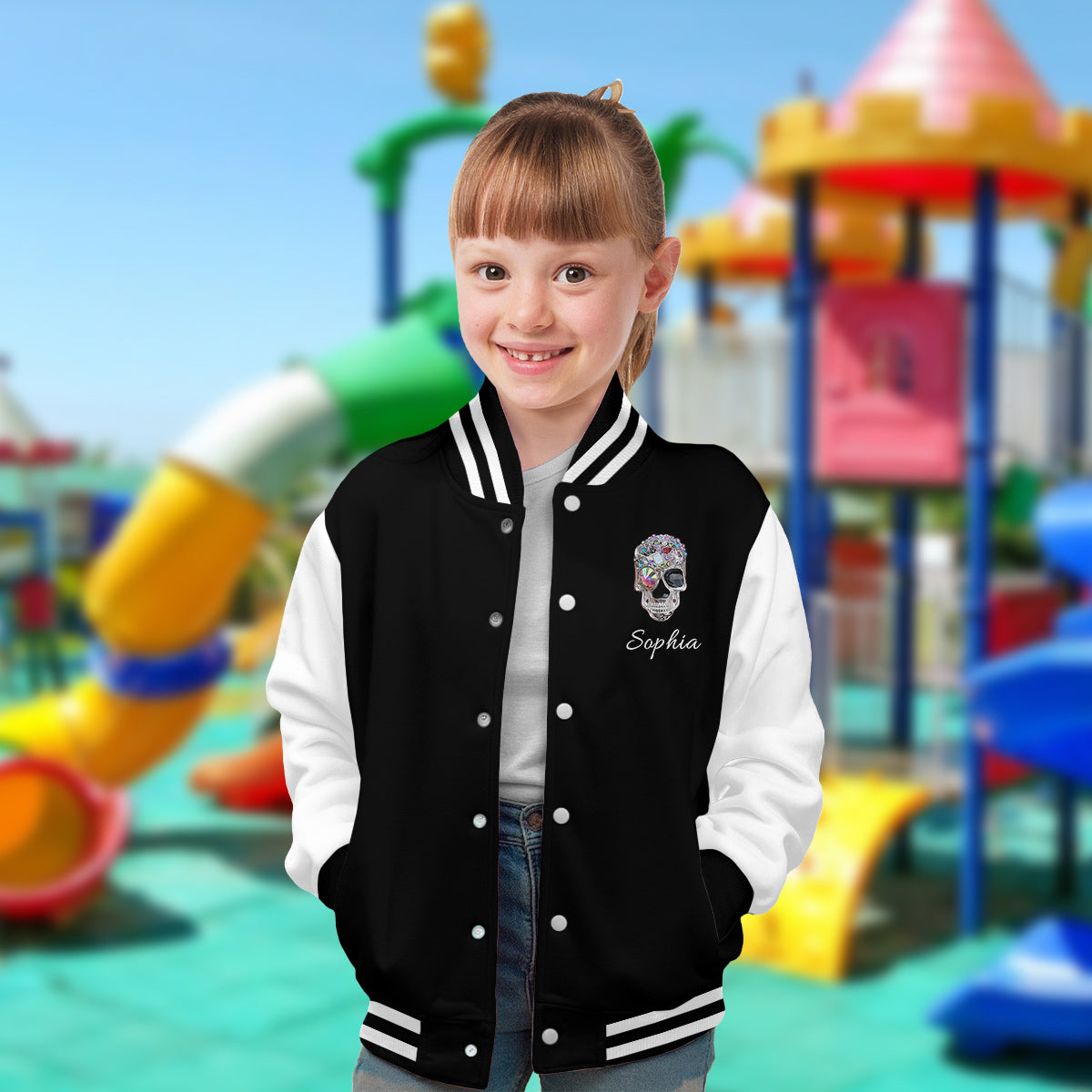 Crâne brillant - Veste universitaire personnalisée à motif crâne