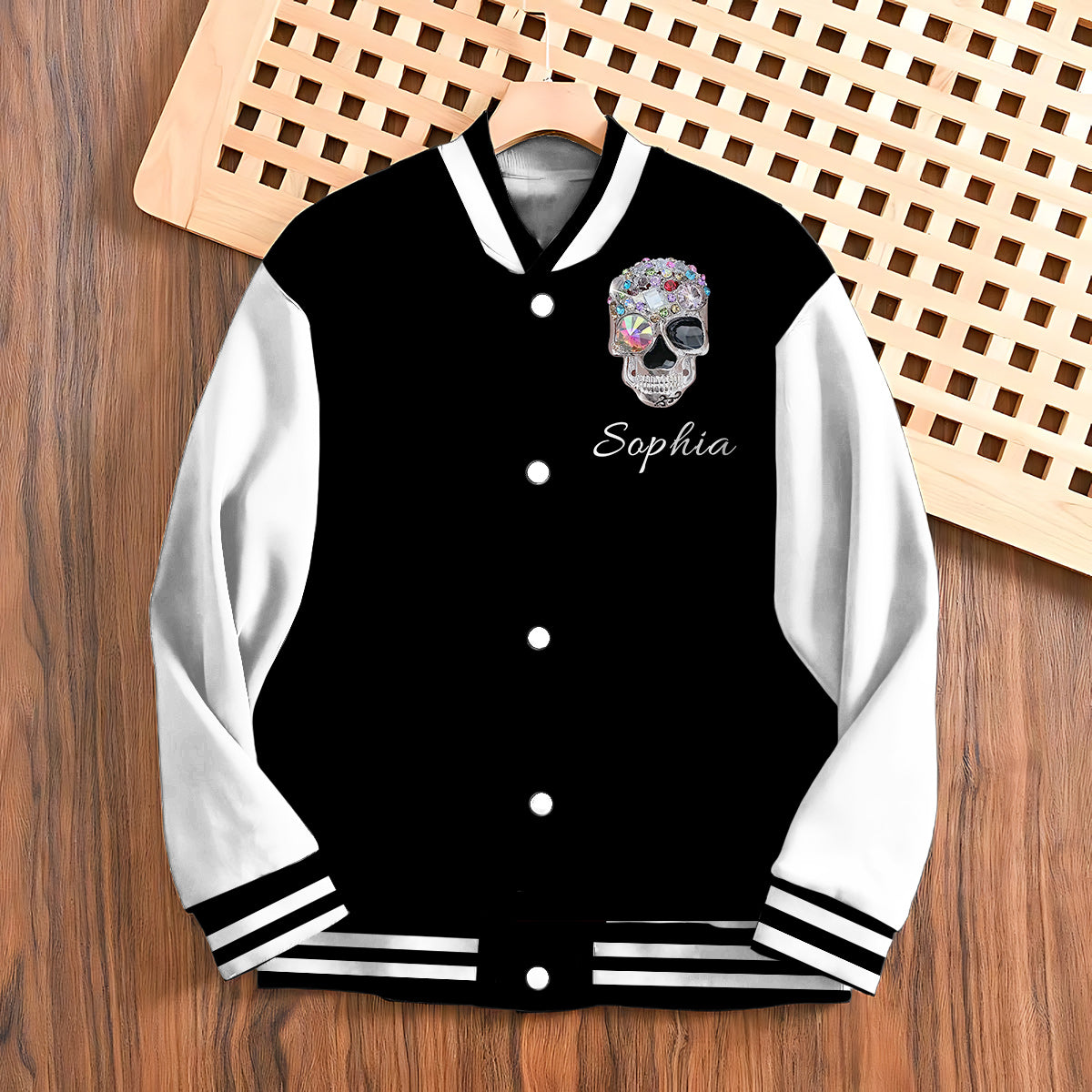 Crâne brillant - Veste universitaire personnalisée à motif crâne