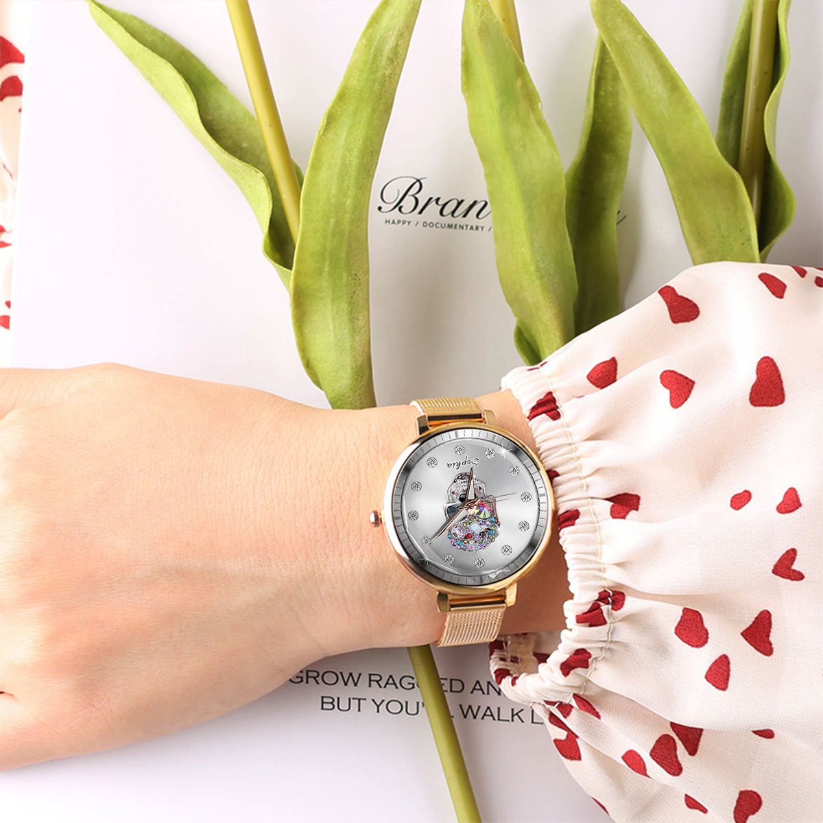 Shiny Skull Luxe – Personalisierte Totenkopf-Damenhanduhr 