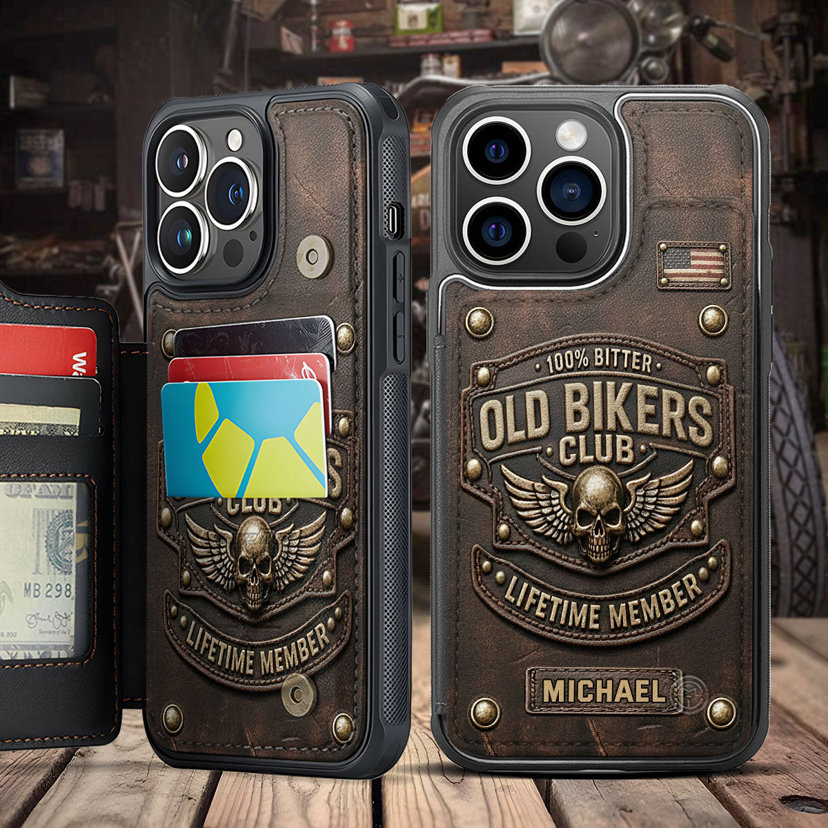 Old Bikers Club - Personalized Biker Fully Printed Wallet Phone Case