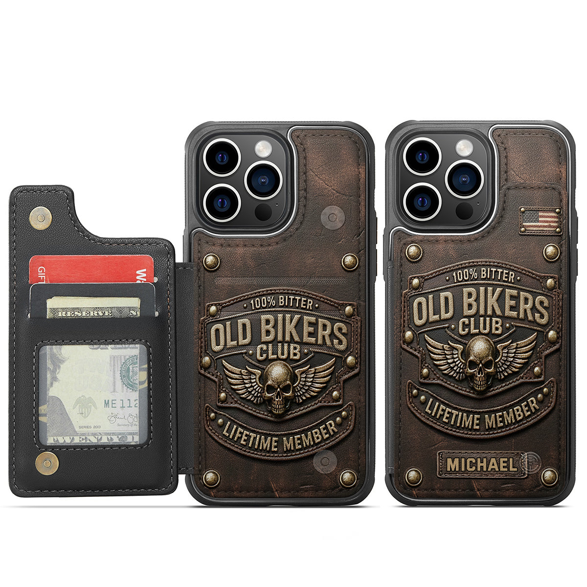 Old Bikers Club - Personalized Biker Fully Printed Wallet Phone Case