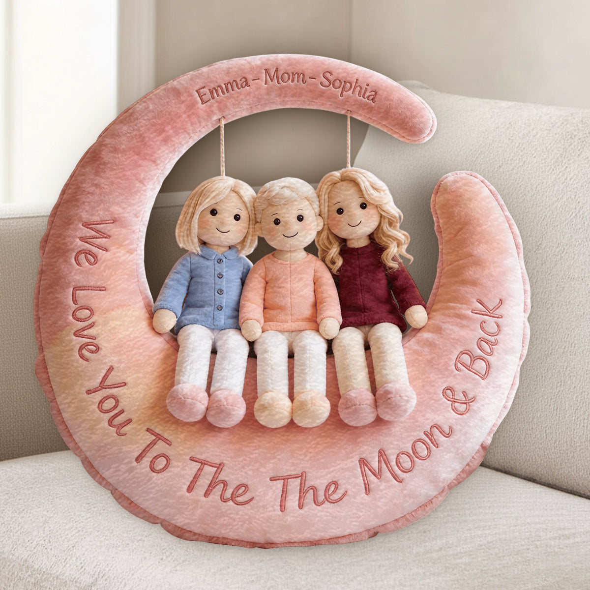 Je t'aime - Coussin en fausse fourrure premium personnalisé pour maman