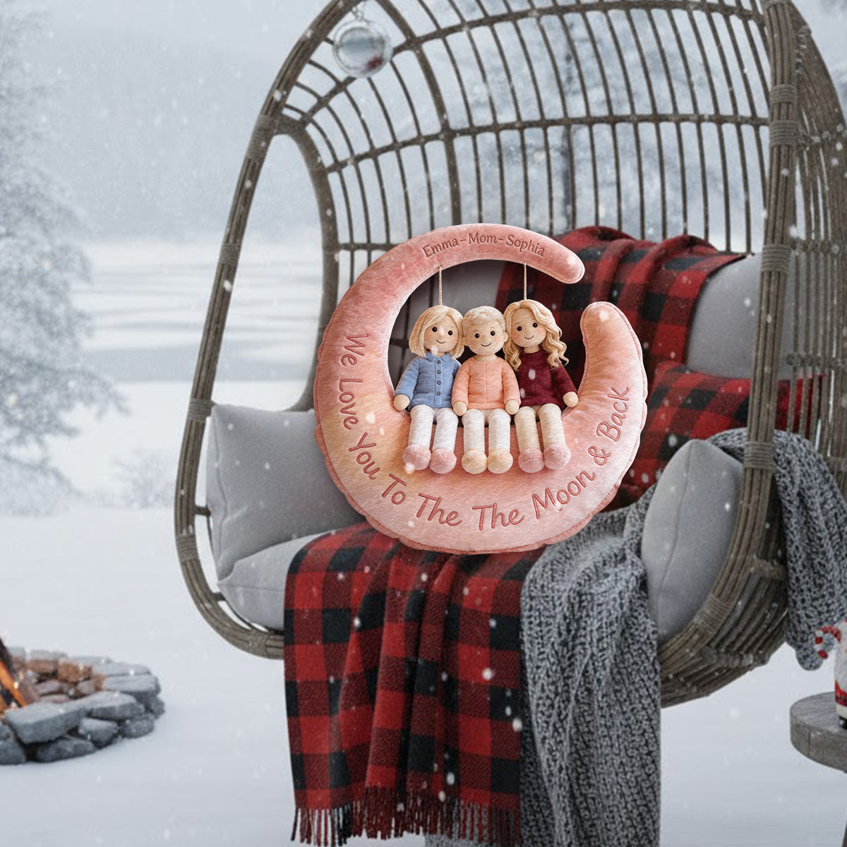 Je t'aime - Coussin en fausse fourrure premium personnalisé pour maman