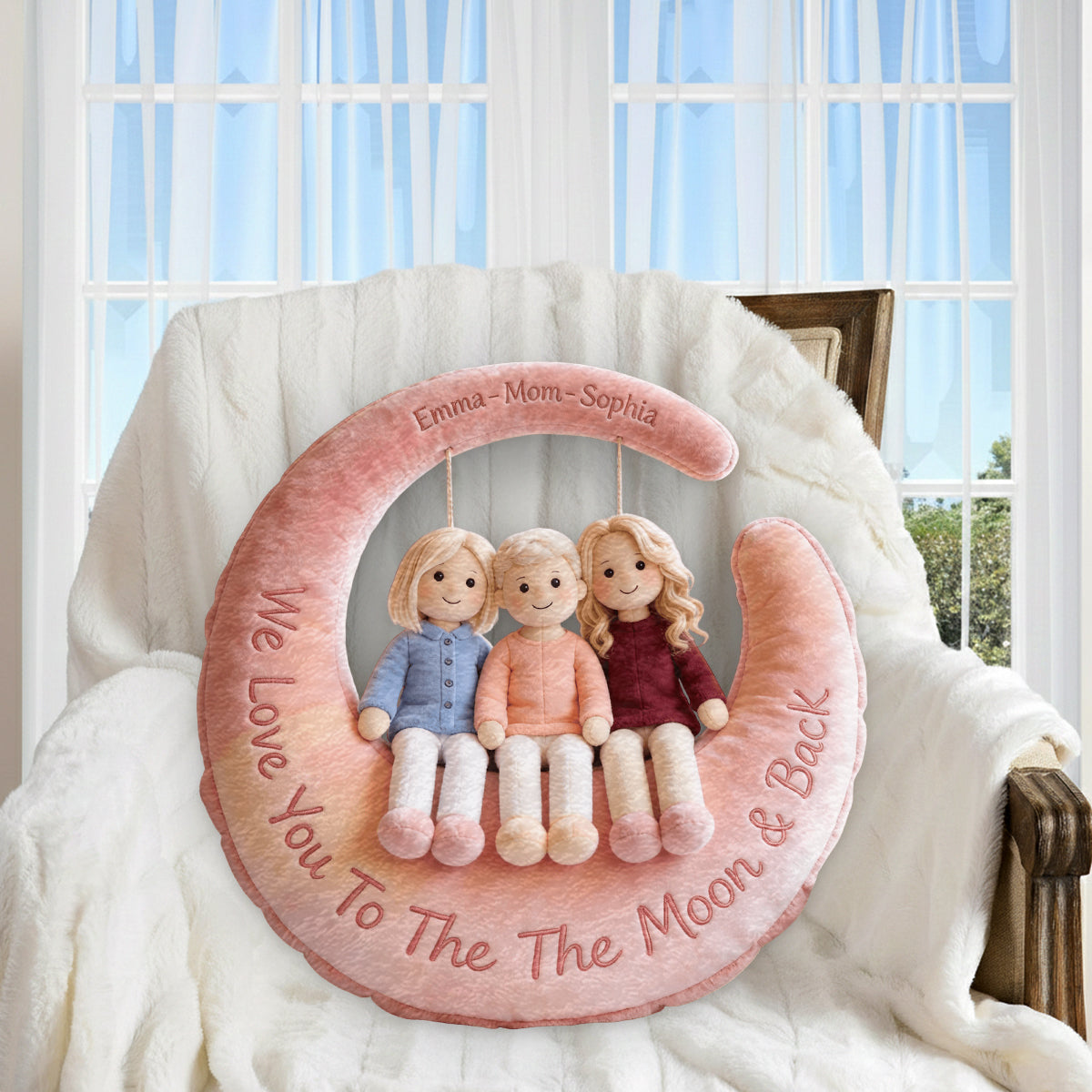 Je t'aime - Coussin en fausse fourrure premium personnalisé pour maman