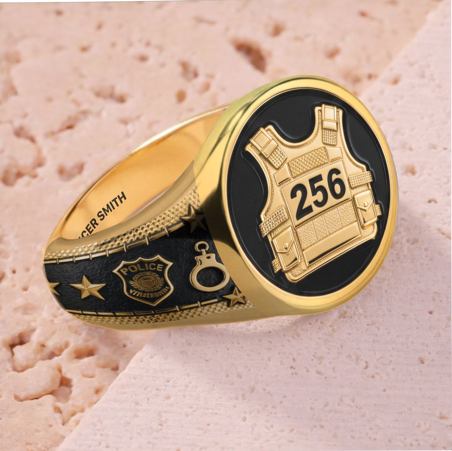 Protect And Serve - Personalized Police Officer Signet Ring