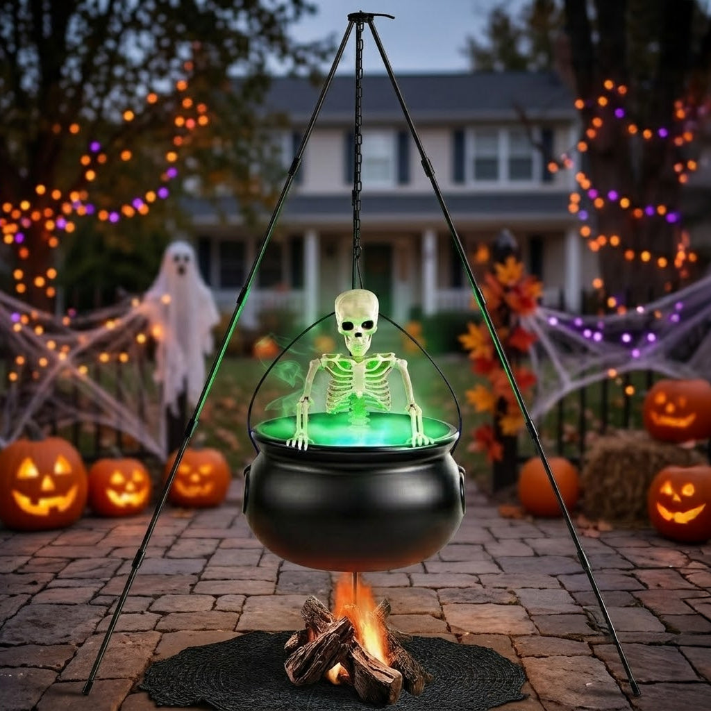 Skull Caudron Tripod with Fog Maker