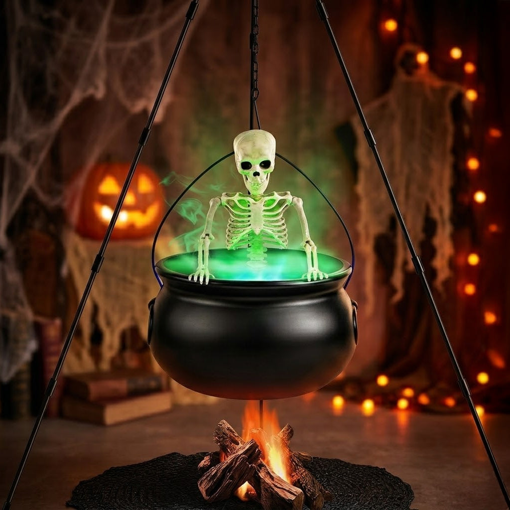 Skull Caudron Tripod with Fog Maker
