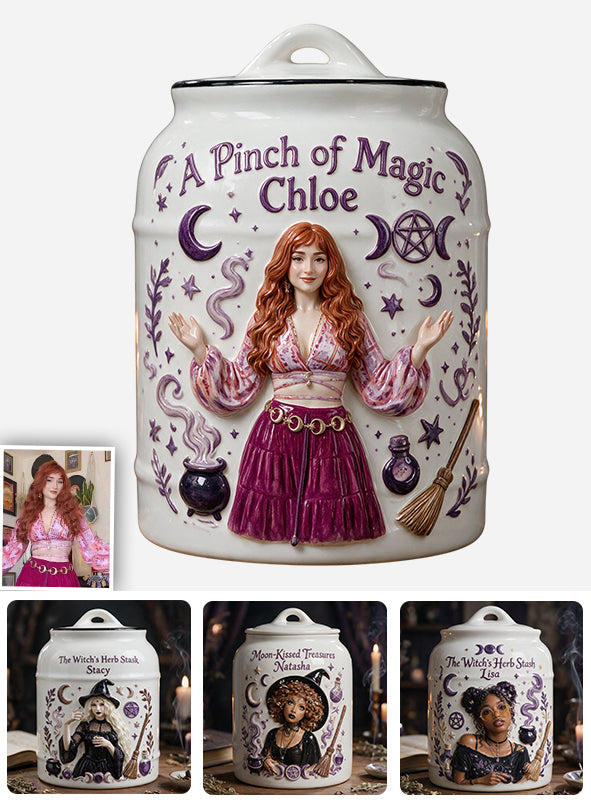 The Witch’s Herb Stash - Personalized Witch Cookie Jar