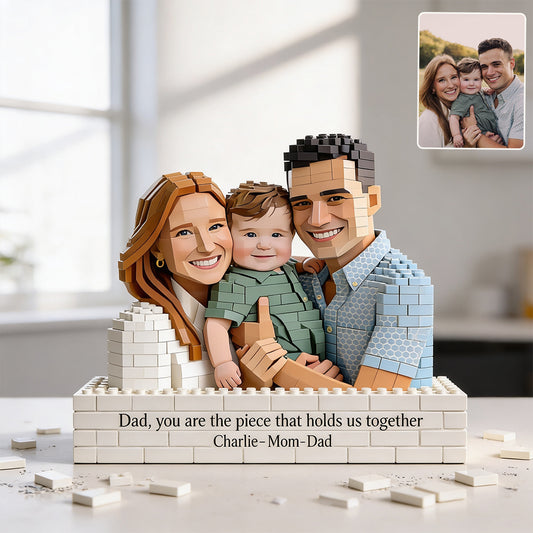 You Are The Piece That Holds Us Together - Personalized Father Shaped Building Blocks
