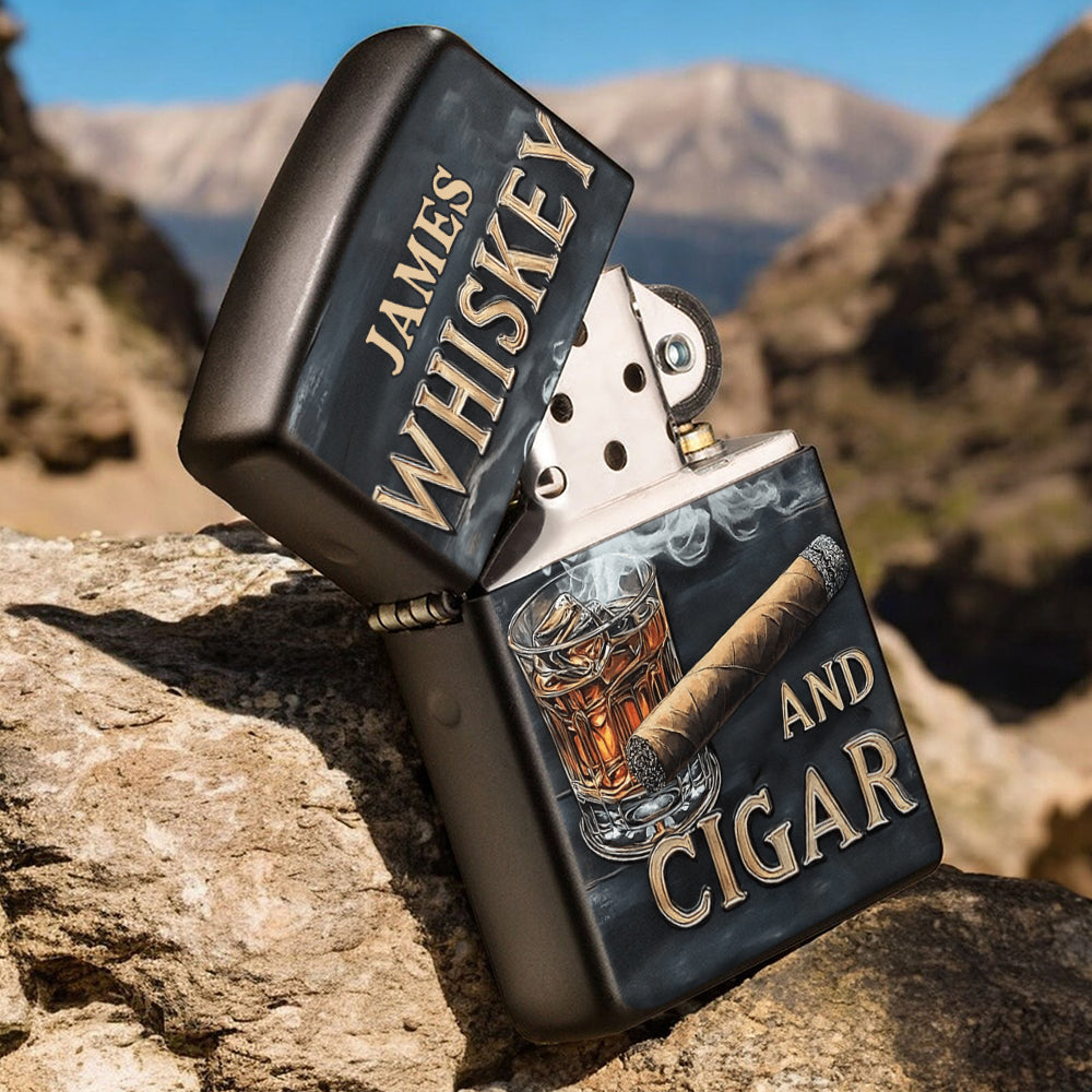 Whiskey And Cigar - Personalized Whisky Lighter