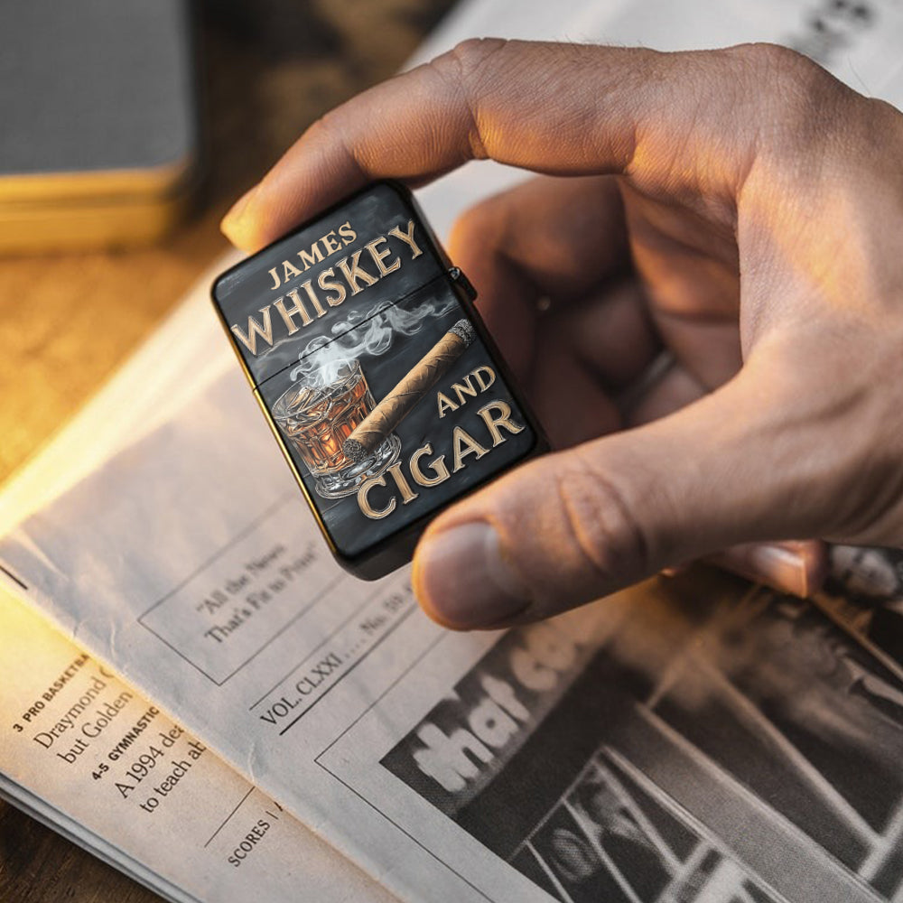 Whiskey And Cigar - Personalized Whisky Lighter