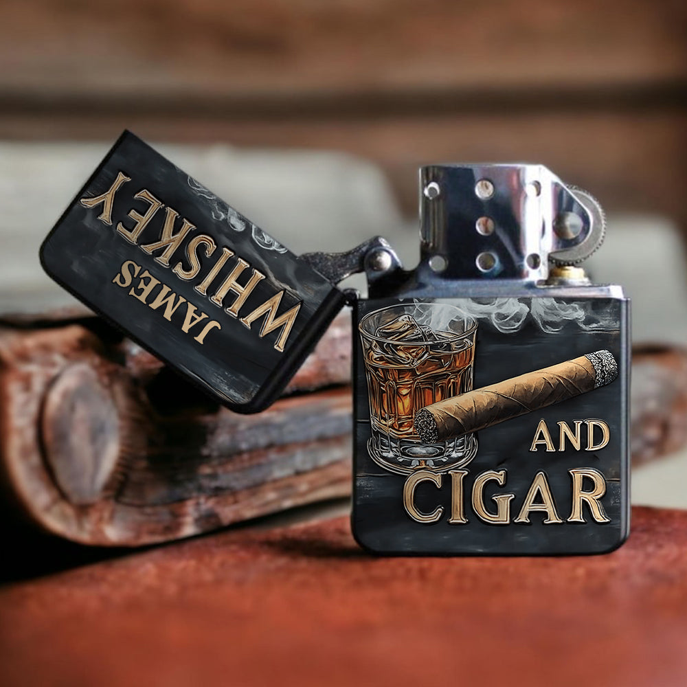 Whiskey And Cigar - Personalized Whisky Lighter