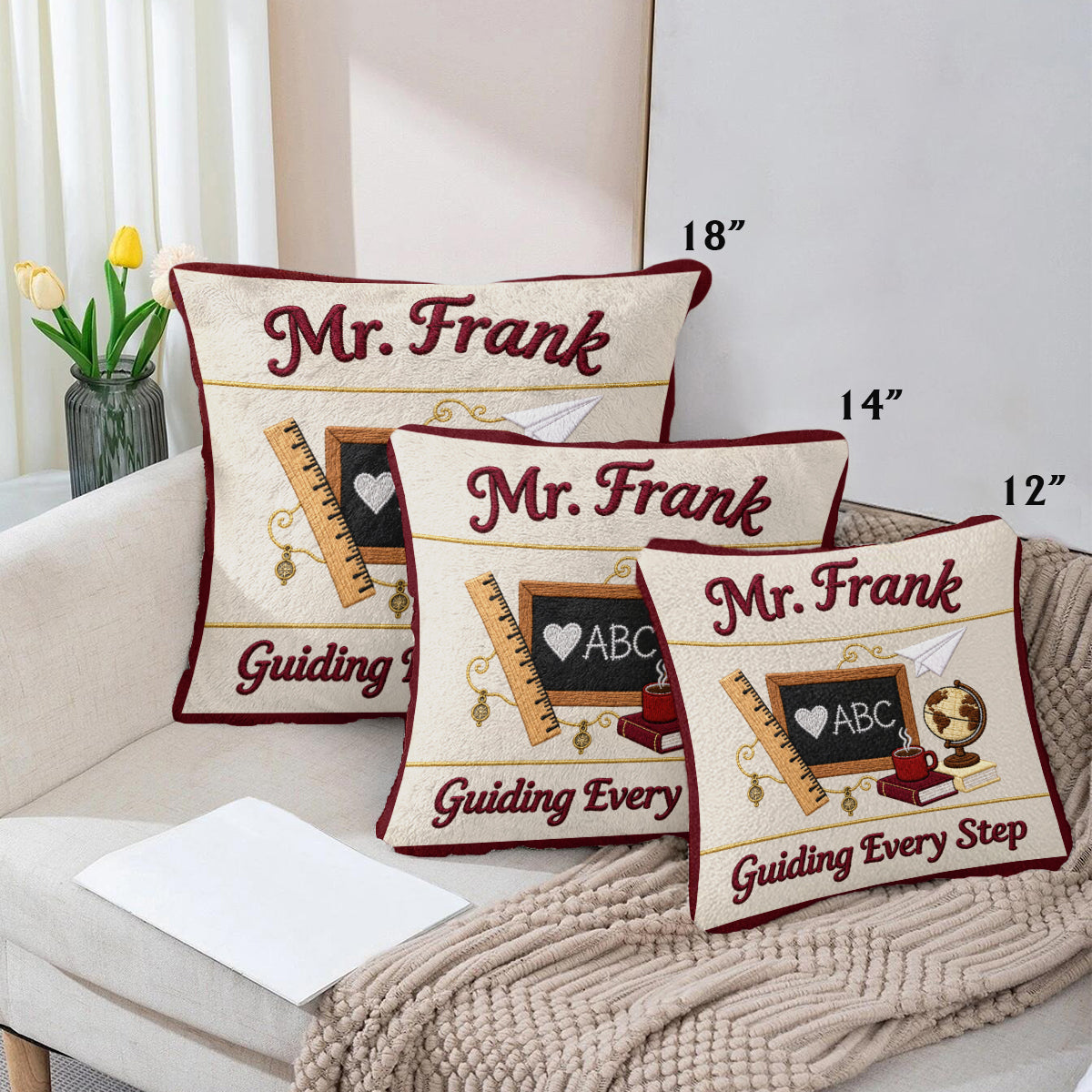 Vintage Teacher - Personalized Teacher Faux Fur Square Pillow