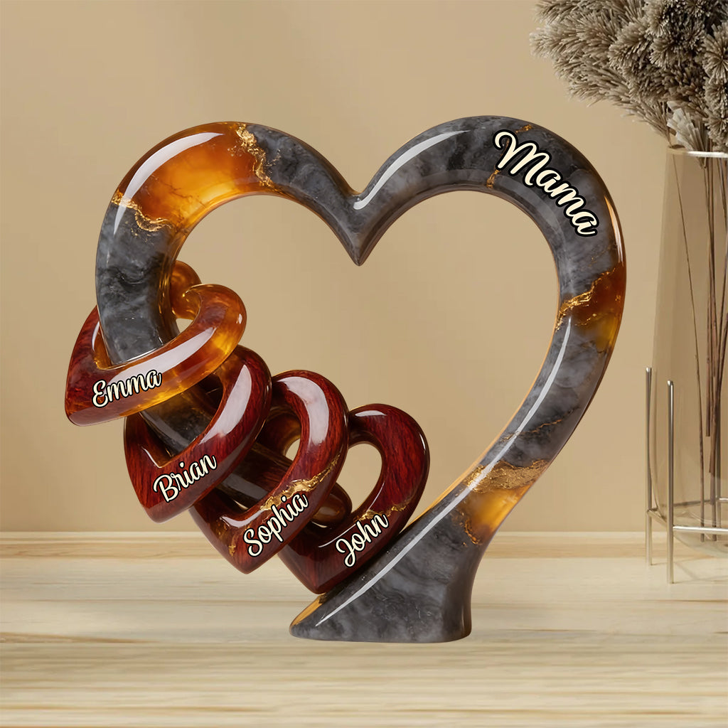 Mama, wir lieben dich - Personalisierte Mutter Acrylplakette in Sonderform