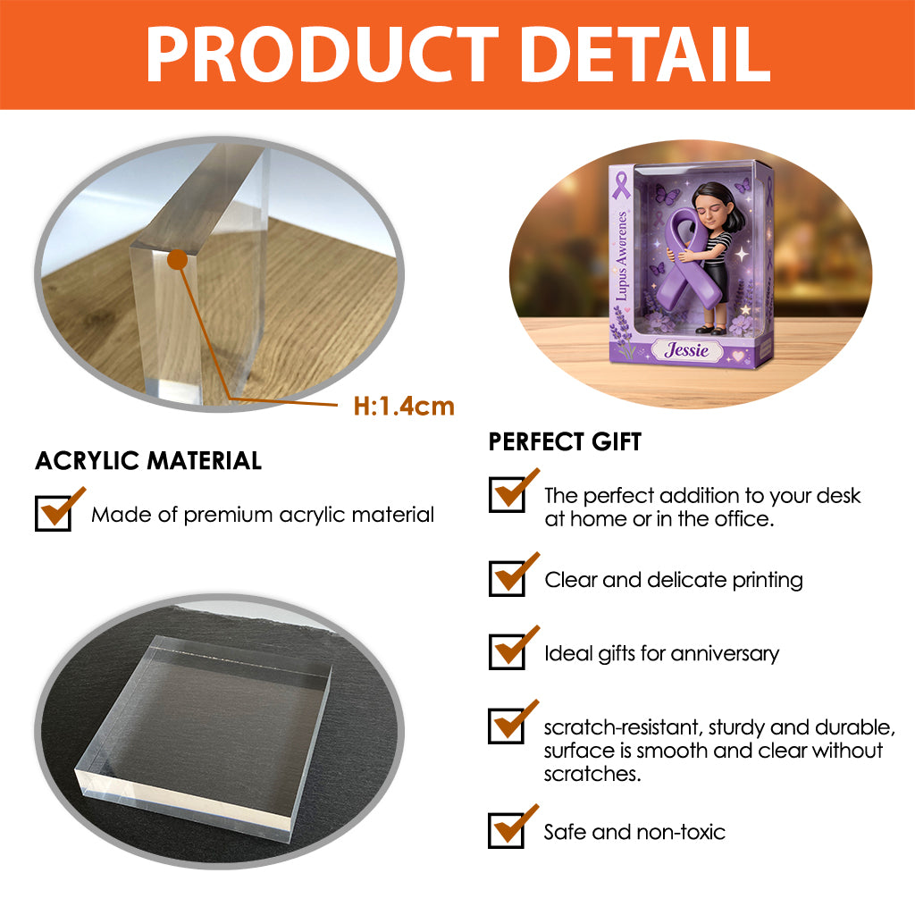 Purple Fighter - Personalized Lupus Awareness Custom Shaped Acrylic Plaque