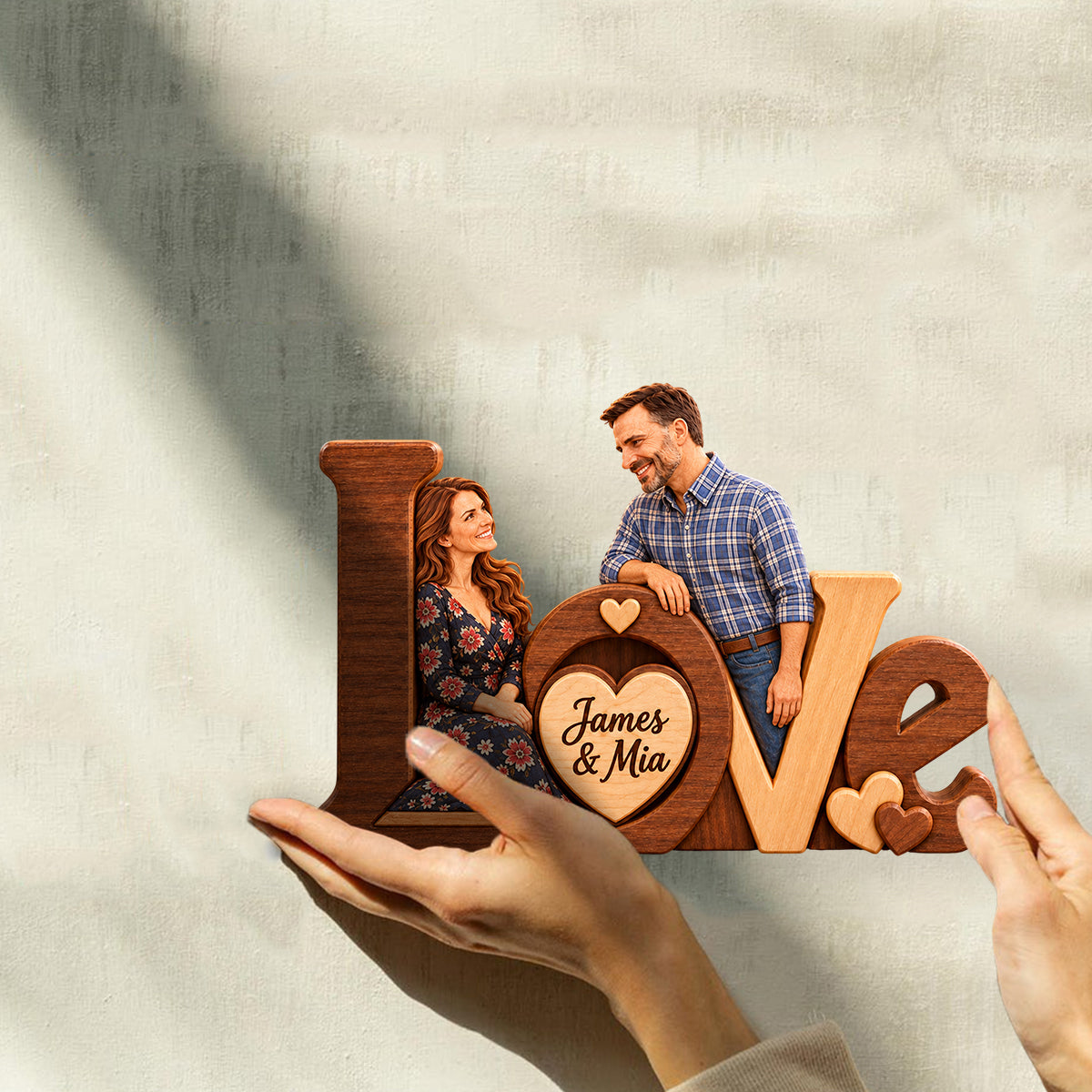 Love Is Forever - Personalized Couple Custom Shaped Wood Plaque