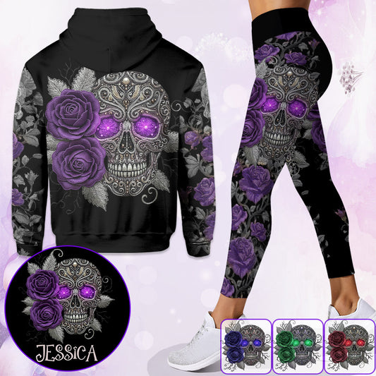 Skull And Roses - Personalized Skull Hoodie and Leggings