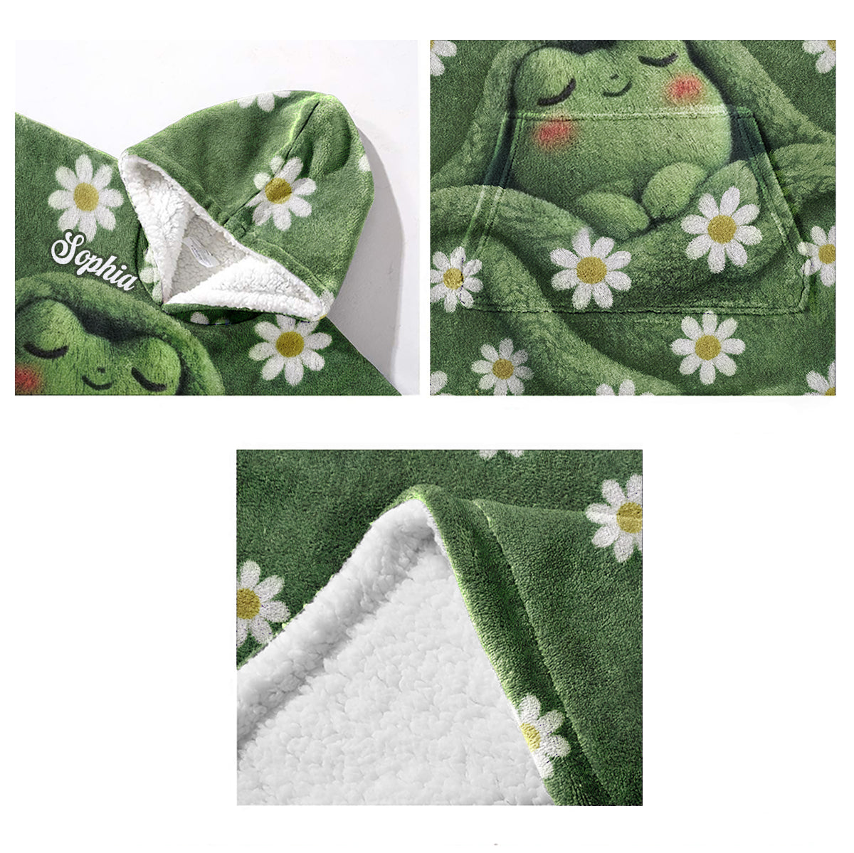 Couverture à capuche personnalisée en forme de grenouille endormie