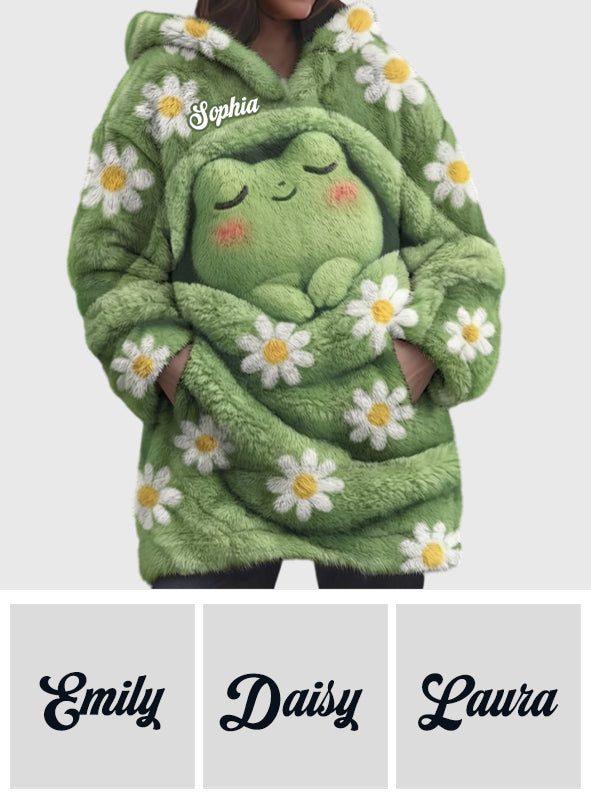 Couverture à capuche personnalisée en forme de grenouille endormie