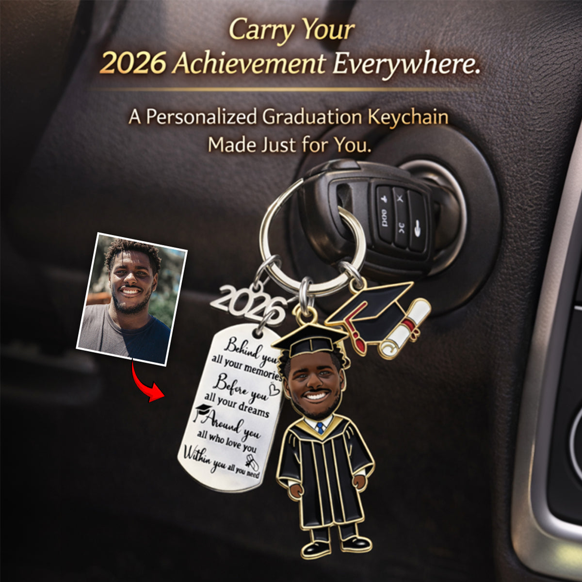 Graduation Gift - Personalized Graduation Keychain With Charms