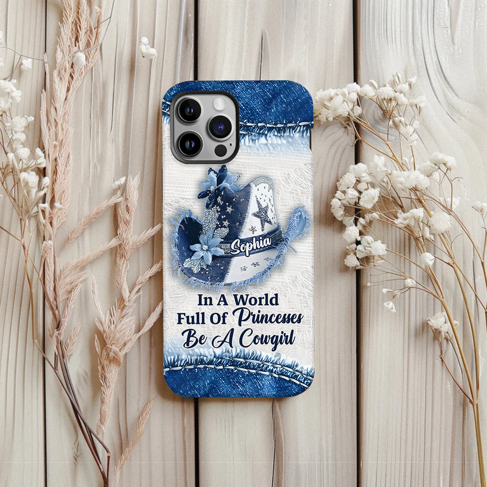 In einer Welt voller Prinzessinnen – Personalisierte Handyhülle mit Cowgirl-Print
