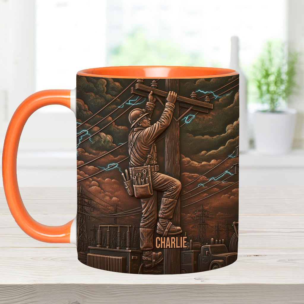 Strongest Lineman - Personalized Lineman Accent Mug