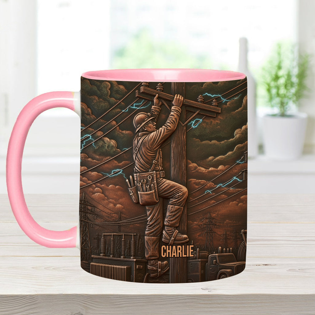 Strongest Lineman - Personalized Lineman Accent Mug
