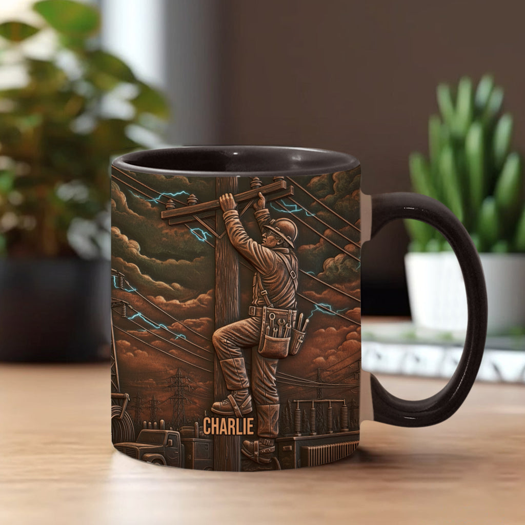 Strongest Lineman - Personalized Lineman Accent Mug