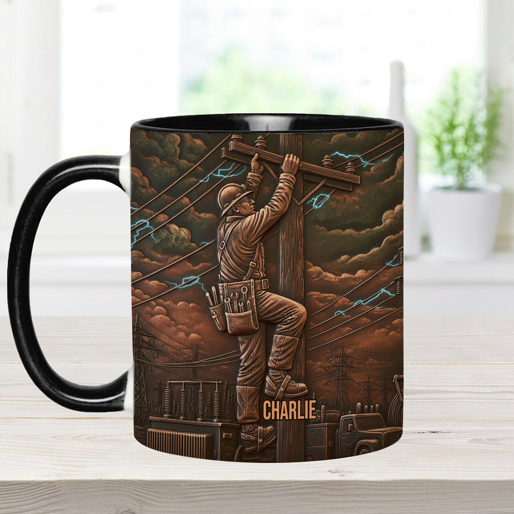 Strongest Lineman - Personalized Lineman Accent Mug