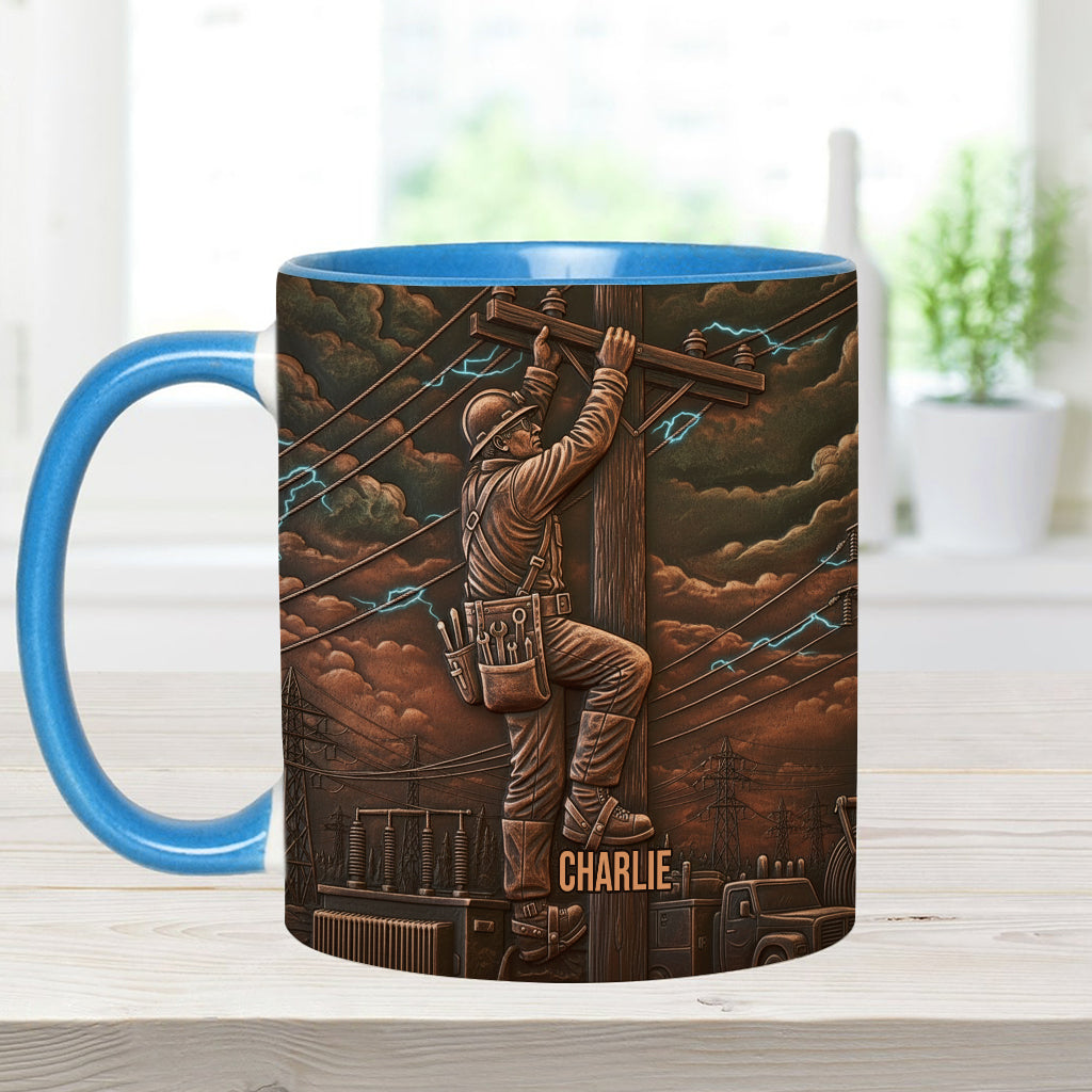 Strongest Lineman - Personalized Lineman Accent Mug