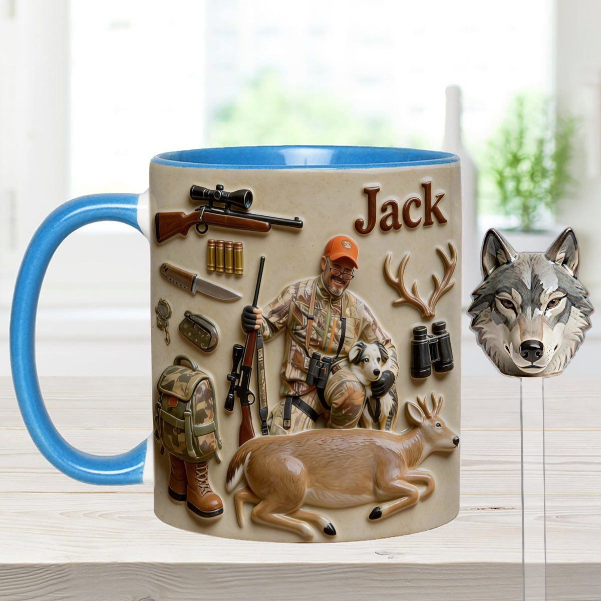 Mug personnalisé à partir de n'importe quelle photo - Coffret de chasse avec agitateurs en acrylique