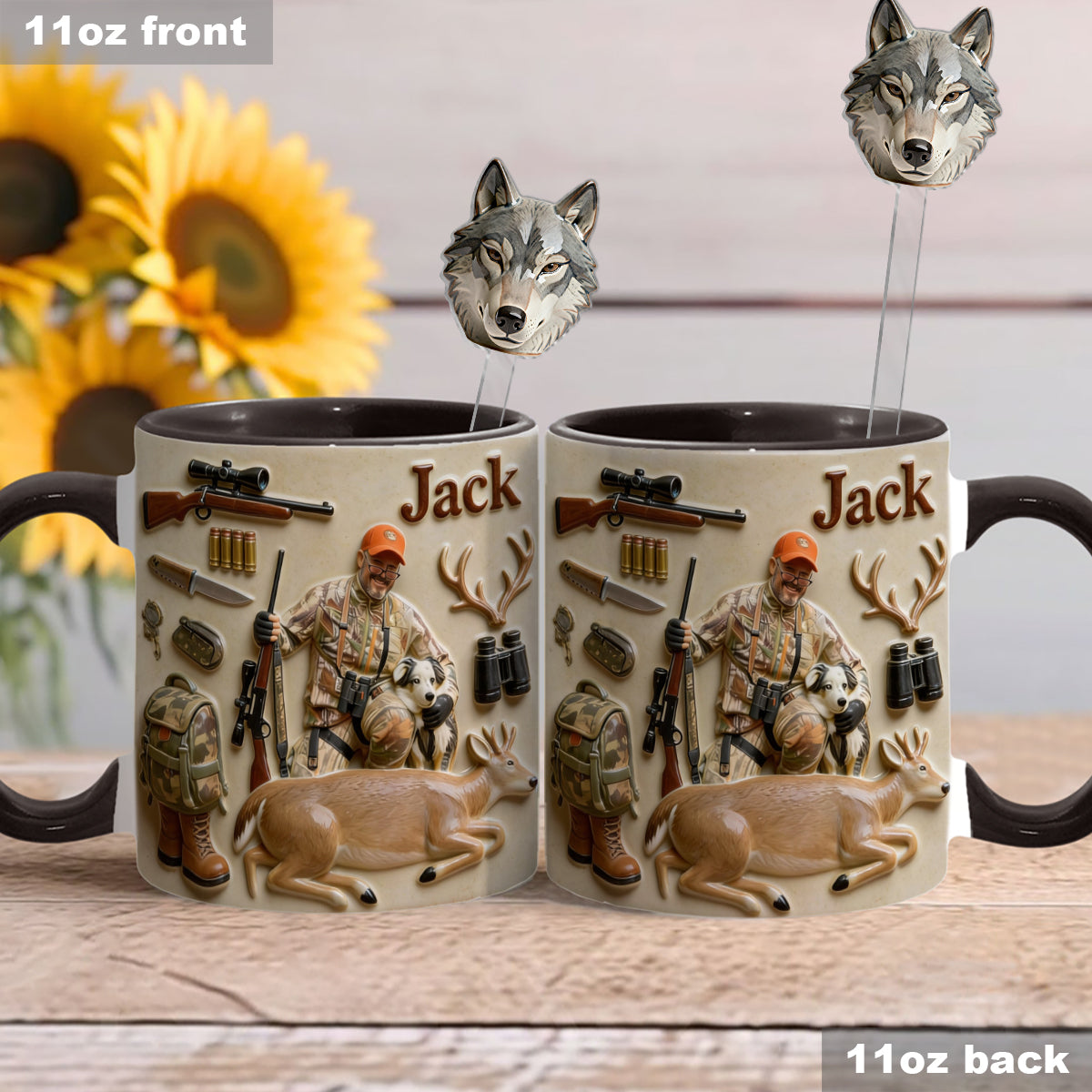 Mug personnalisé à partir de n'importe quelle photo - Coffret de chasse avec agitateurs en acrylique