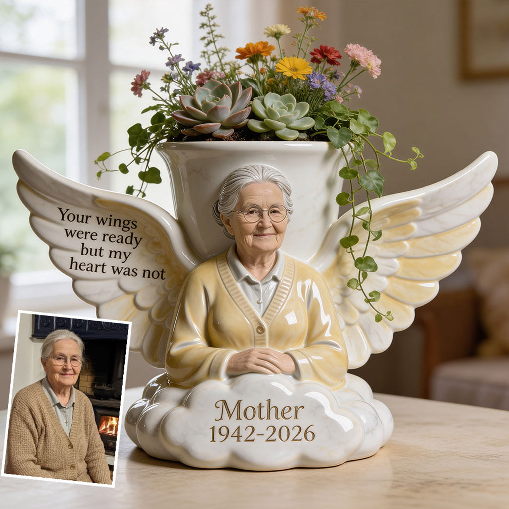 Your Wings Were Ready But My Heart Was Not - Personalized Memorial Acrylic Pot