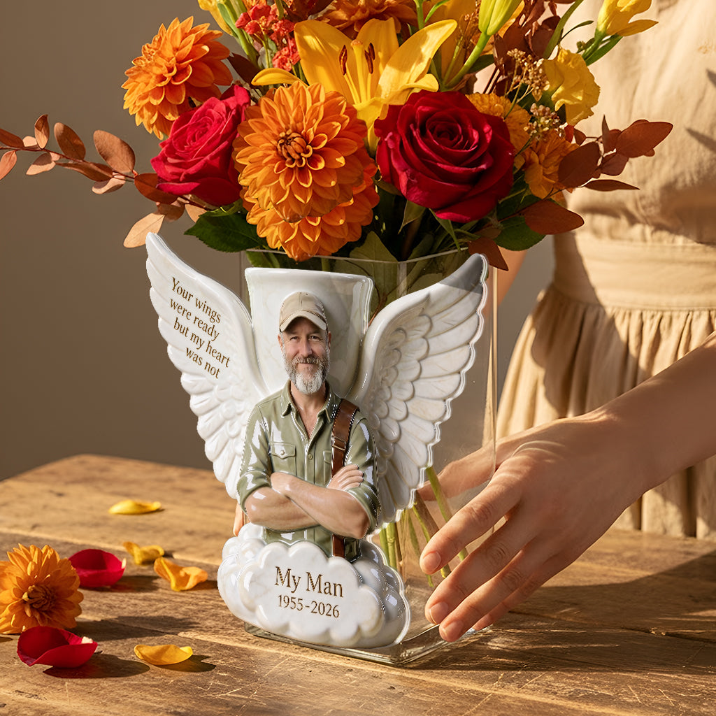 Your Wings Were Ready But My Heart Was Not - Personalized Memorial Acrylic Pot