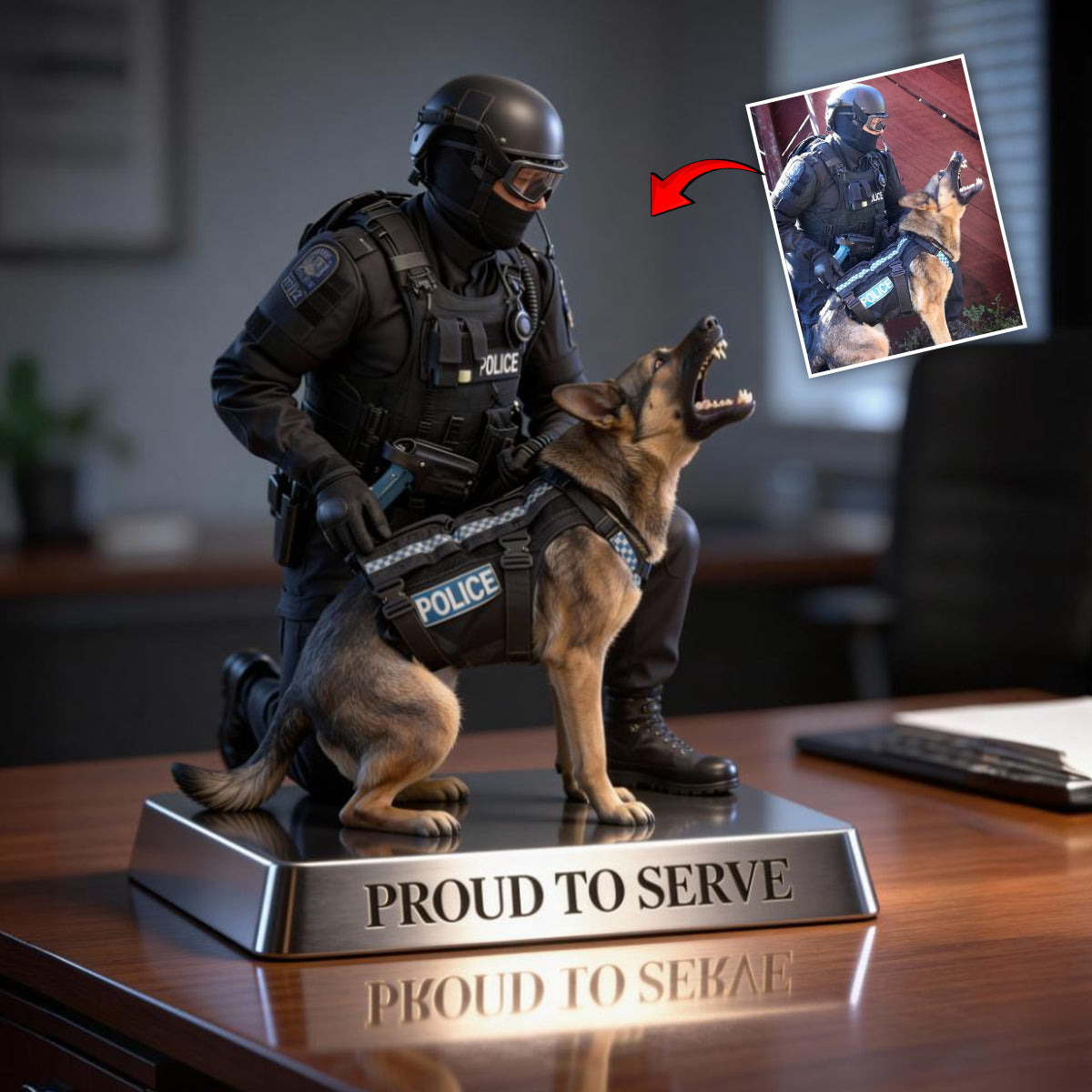 Fier de servir - Plaque acrylique personnalisée pour policier