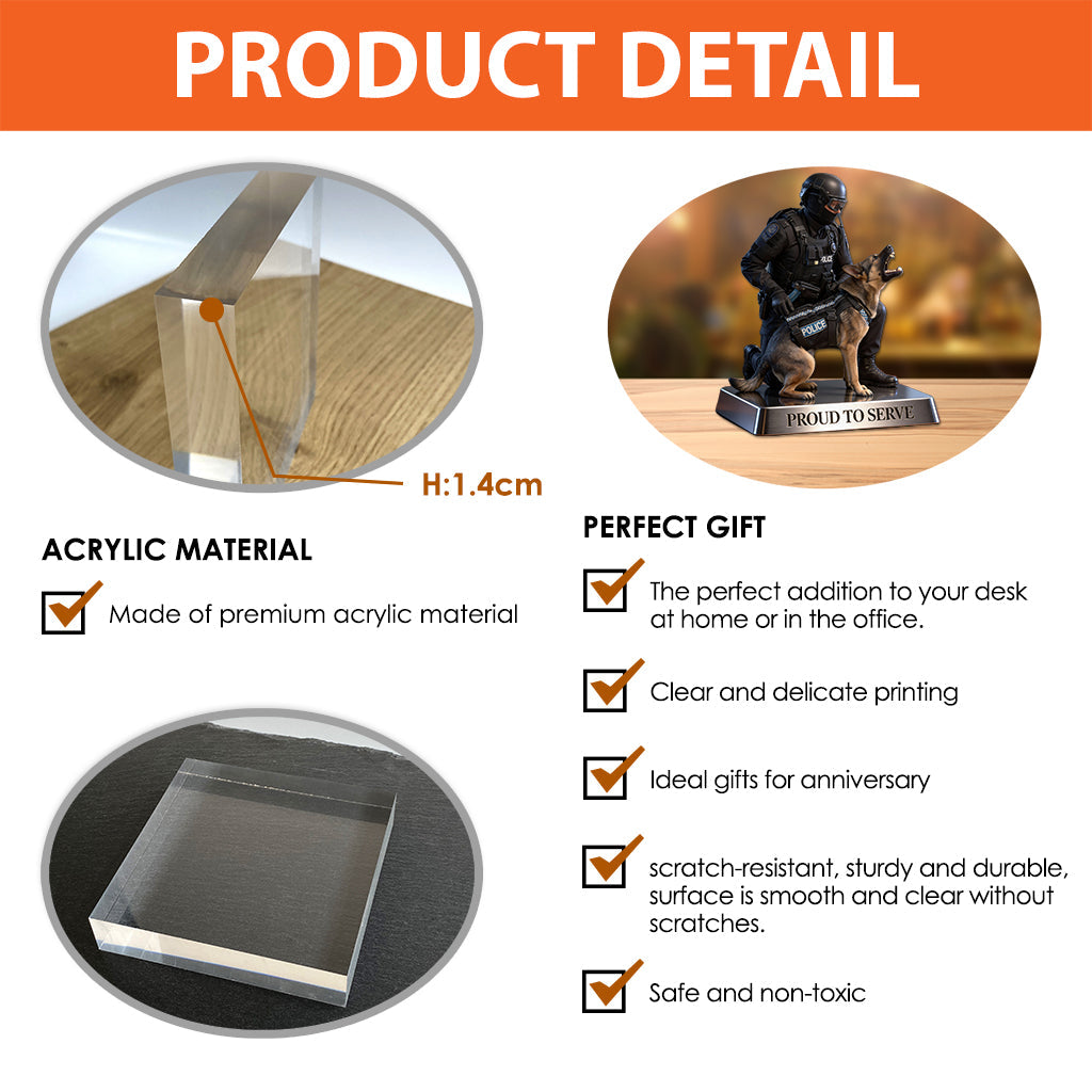 Fier de servir - Plaque acrylique personnalisée pour policier