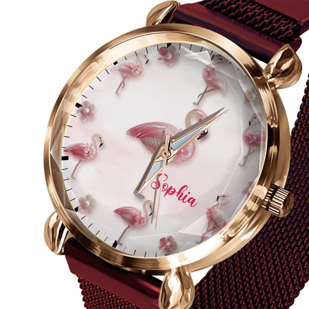 Elegance in Bloom Flamingo - Personalized Flamingo Women Hand Watch